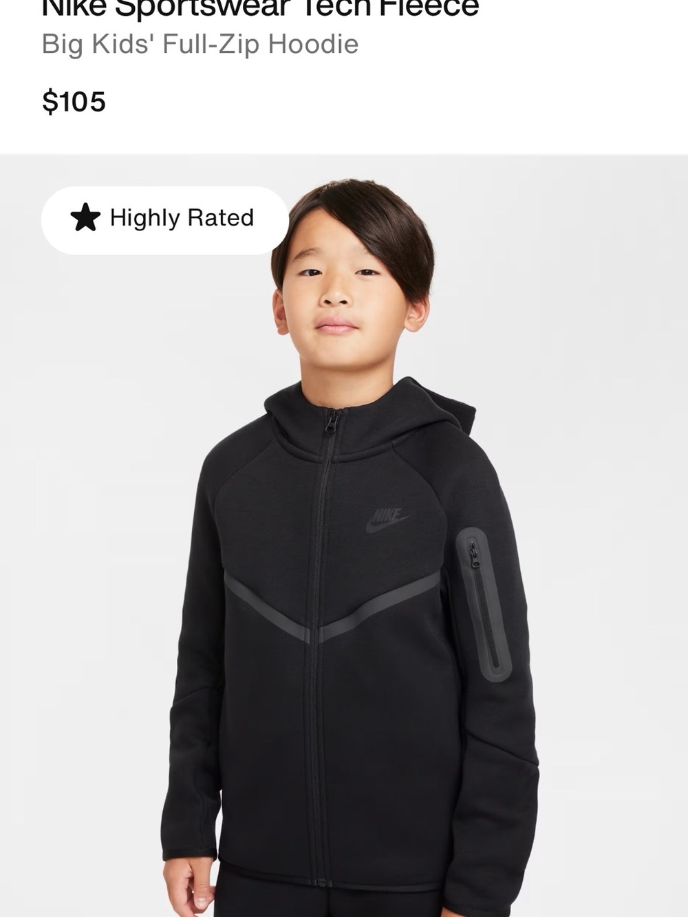 Nike Tech Fleece, Full-Zip Hoodie with Chevron Detail, Black color!